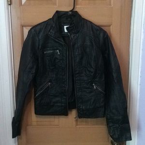 Black faux-leather jacket